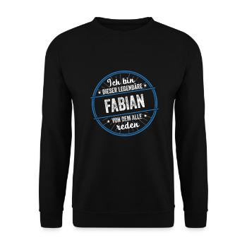 Ich bin dieser legendärer Fabian Name - Unisex Pullover - Schwarz - Vorne - Alina (178cm) & Michal (187cm)