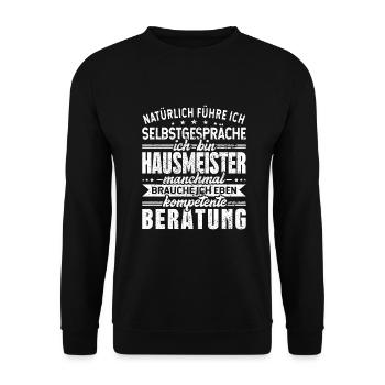 Hausmeister Selbstgespräche Haustechnik - Unisex Pullover - Schwarz - Vorne - Alina (178cm) & Michal (187cm)
