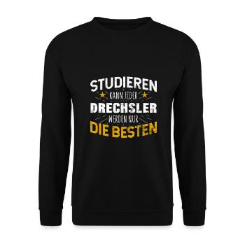 Drechsler Studiere kann jeder - Unisex Pullover - Schwarz - Vorne - Alina (178cm) & Michal (187cm)