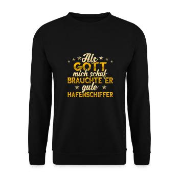 Hafenschiffer Gott mich schuf - Unisex Pullover - Schwarz - Vorne - Alina (178cm) & Michal (187cm)