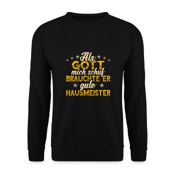 Hausmeister Gott mich schuf - Unisex Pullover - Schwarz - Vorne - Alina (178cm) & Michal (187cm)