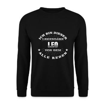 Legendärer Leo lustiger vorname Name - Unisex Pullover - Schwarz - Vorne - Alina (178cm) & Michal (187cm)