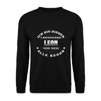 Legendärer Leon lustiger vorname Name - Unisex Pullover - Schwarz - Vorne - Alina (178cm) & Michal (187cm)
