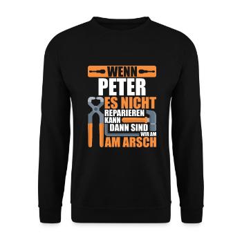 Vorname Peter Name Geburtstag Geschenk - Unisex Pullover - Schwarz - Vorne - Alina (178cm) & Michal (187cm)