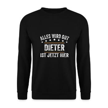 Dieter Vorname Name Geburtstag - Unisex Pullover - Schwarz - Vorne - Alina (178cm) & Michal (187cm)