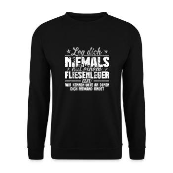Fliesenleger - Unisex Pullover - Schwarz - Vorne - Alina (178cm) & Michal (187cm)