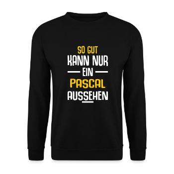 Pascal Vorname Name Geburtstag - Unisex Pullover - Schwarz - Vorne - Alina (178cm) & Michal (187cm)