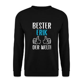 Erik Vorname Name Geburtstag - Unisex Pullover - Schwarz - Vorne - Alina (178cm) & Michal (187cm)