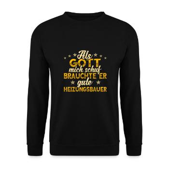 Heizungsbauer - Unisex Pullover - Schwarz - Vorne - Alina (178cm) & Michal (187cm)
