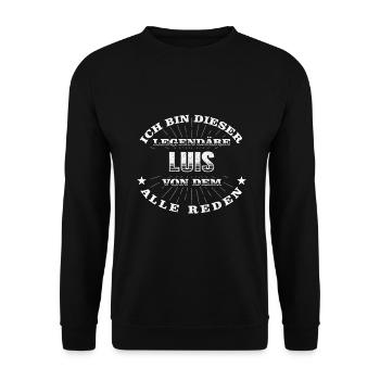 Legendärer Luis lustiger vorname Name - Unisex Pullover - Schwarz - Vorne - Alina (178cm) & Michal (187cm)