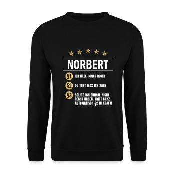 Norbert Habe immer Recht Namenstag - Unisex Pullover - Schwarz - Vorne - Alina (178cm) & Michal (187cm)