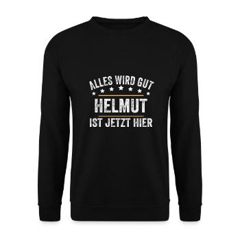 Helmut Vorname Name Geburtstag - Unisex Pullover - Schwarz - Vorne - Alina (178cm) & Michal (187cm)