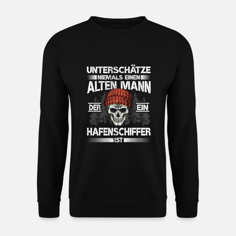 Hafenschiffer Alter mann Bootsbauer - Unisex Pullover - Schwarz