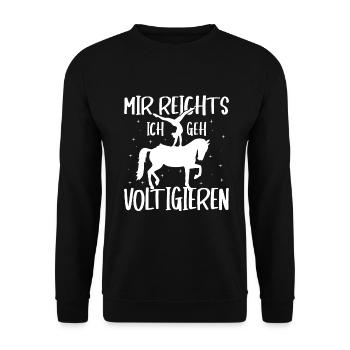 Voltigieren Volti Voltigier Pferde Pferdemädchen - Unisex Pullover - Schwarz - Vorne - Alina (178cm) & Michal (187cm)