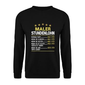 Maler Stundenlohn - Unisex Pullover - Schwarz - Vorne - Alina (178cm) & Michal (187cm)