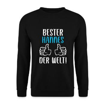 Hannes Vorname Name Geburtstag - Unisex Pullover - Schwarz - Vorne - Alina (178cm) & Michal (187cm)