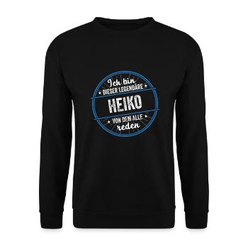 Ich bin dieser legendärer Heiko Name - Unisex Pullover - Schwarz - Vorne - Alina (178cm) & Michal (187cm)