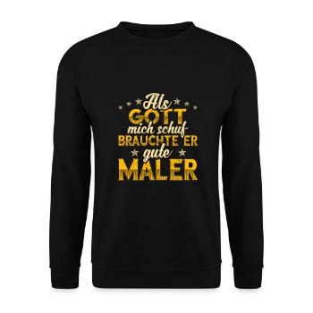 Maler Lackierer Gott mich schuf - Unisex Pullover - Schwarz - Vorne - Alina (178cm) & Michal (187cm)