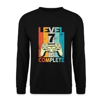 Level 7 Complete Gaming Birthday - Unisex Sweatshirt - black - Front - Alina (178cm) & Michal (187cm)