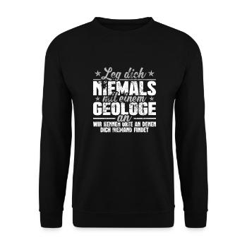 Geologe Wir kennen Orte Geologie - Unisex Pullover - Schwarz - Vorne - Alina (178cm) & Michal (187cm)
