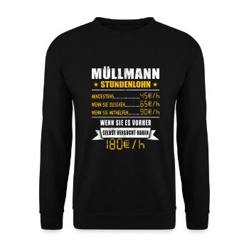 Müllmann - Unisex Pullover - Schwarz - Vorne - Alina (178cm) & Michal (187cm)