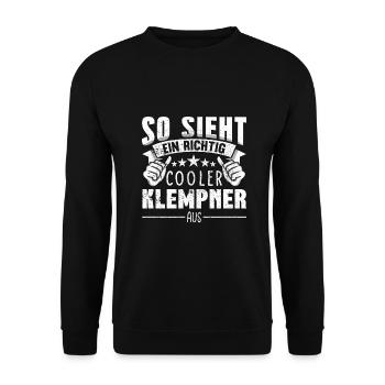 Klempner So sieht ein richtig cooler aus - Unisex Pullover - Schwarz - Vorne - Alina (178cm) & Michal (187cm)
