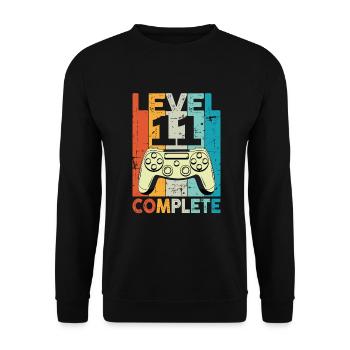 Level 11 Complete Gaming Geburtstag - Unisex Pullover - Schwarz - Vorne - Alina (178cm) & Michal (187cm)