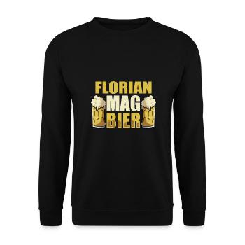 Florian mag Bier Name Geburtstag - Unisex Pullover - Schwarz - Vorne - Alina (178cm) & Michal (187cm)