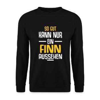 Finn Vorname Name Geburtstag - Unisex Pullover - Schwarz - Vorne - Alina (178cm) & Michal (187cm)