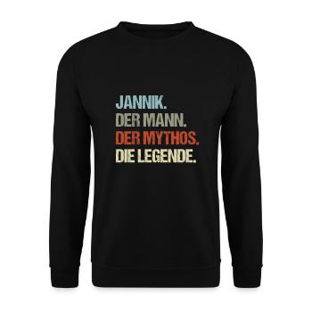 Jannik der Mann der Mythos die Legende - Unisex Pullover - Schwarz - Vorne - Alina (178cm) & Michal (187cm)