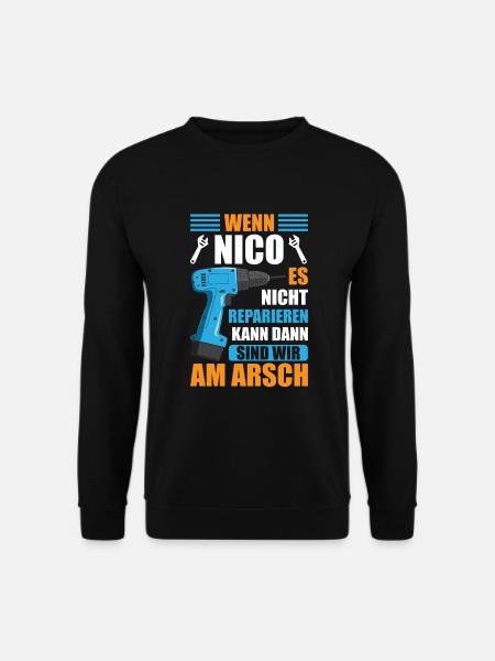 Nico Vorname Name Geburtstag Reparieren - Unisex Pullover - Schwarz