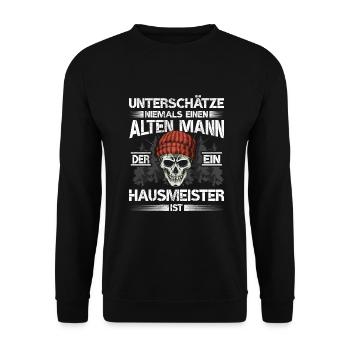 Hausmeister Alter mann Haustechnik - Unisex Pullover - Schwarz - Vorne - Alina (178cm) & Michal (187cm)