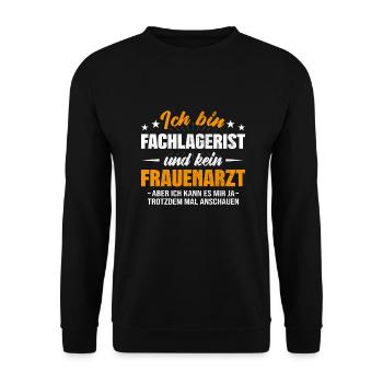 Fachlagerist - Unisex Pullover - Schwarz - Vorne - Alina (178cm) & Michal (187cm)