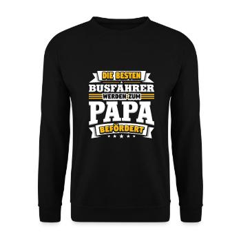 Busfahrer werden zum Papa befördert - Unisex Pullover - Schwarz - Vorne - Alina (178cm) & Michal (187cm)