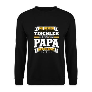 Tischler werden zum Papa befördert - Unisex Pullover - Schwarz - Vorne - Alina (178cm) & Michal (187cm)