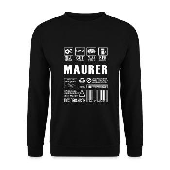 Maurer Lustiger Beruf Spruch Handwerker - Unisex Pullover - Schwarz - Vorne - Alina (178cm) & Michal (187cm)