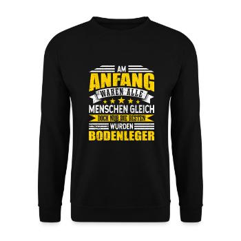 Bodenleger Alle Menschen gleich - Unisex Pullover - Schwarz - Vorne - Alina (178cm) & Michal (187cm)