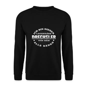 Drechsler Legendärer Drechseln - Unisex Pullover - Schwarz - Vorne - Alina (178cm) & Michal (187cm)
