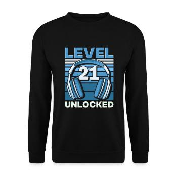 Level 21 Unlocked Gaming Geburtstag Gamer - Unisex Pullover - Schwarz - Vorne - Alina (178cm) & Michal (187cm)