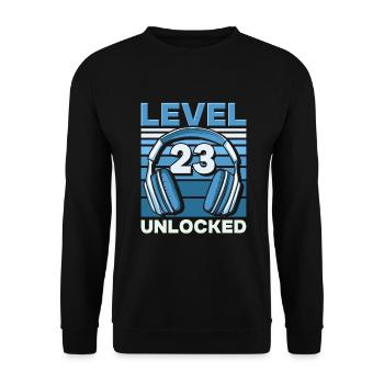 Niveau 23 Jeu d’anniversaire de jeu débloqué - Sweat-shirt Unisexe - noir - Devant - Alina (178cm) & Michal (187cm)