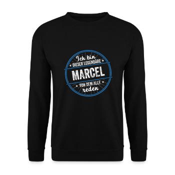 Ich bin dieser legendärer Marcel Name - Unisex Pullover - Schwarz - Vorne - Alina (178cm) & Michal (187cm)