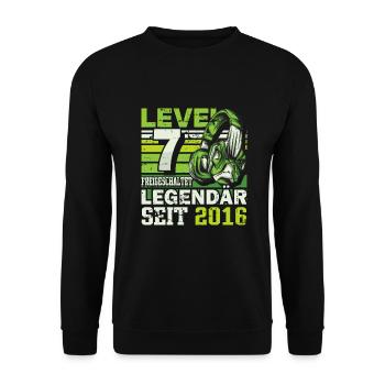Level 7 freigeschaltet legendär seit 2016 - Unisex Pullover - Schwarz - Vorne - Alina (178cm) & Michal (187cm)