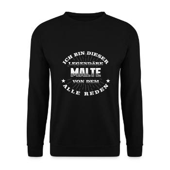 Legendärer Malte lustiger vorname Name - Unisex Pullover - Schwarz - Vorne - Alina (178cm) & Michal (187cm)