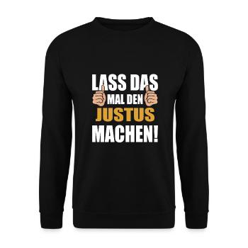 Lass das mal den Justus machen - Unisex Pullover - Schwarz - Vorne - Alina (178cm) & Michal (187cm)