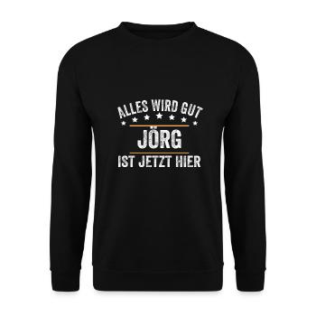 Jörg Vorname Name Geburtstag - Unisex Pullover - Schwarz - Vorne - Alina (178cm) & Michal (187cm)