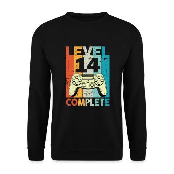 Level 14 Complete Gaming Geburtstag - Unisex Pullover - Schwarz - Vorne - Alina (178cm) & Michal (187cm)