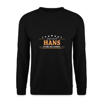 Professionell Hans Name Vorname - Unisex Pullover - Schwarz - Vorne - Alina (178cm) & Michal (187cm)