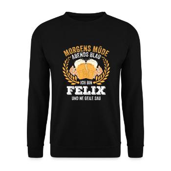 Felix Vorname Name Geburtstag Bier saufen - Unisex Pullover - Schwarz - Vorne - Alina (178cm) & Michal (187cm)