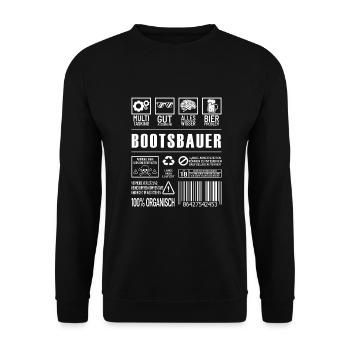 Bootsbauer Lustiger Beruf Spruch Schiffsbauer - Unisex Pullover - Schwarz - Vorne - Alina (178cm) & Michal (187cm)