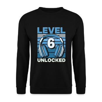 Level 6 Unlocked Gaming Geburtstag Gamer - Unisex Pullover - Schwarz - Vorne - Alina (178cm) & Michal (187cm)